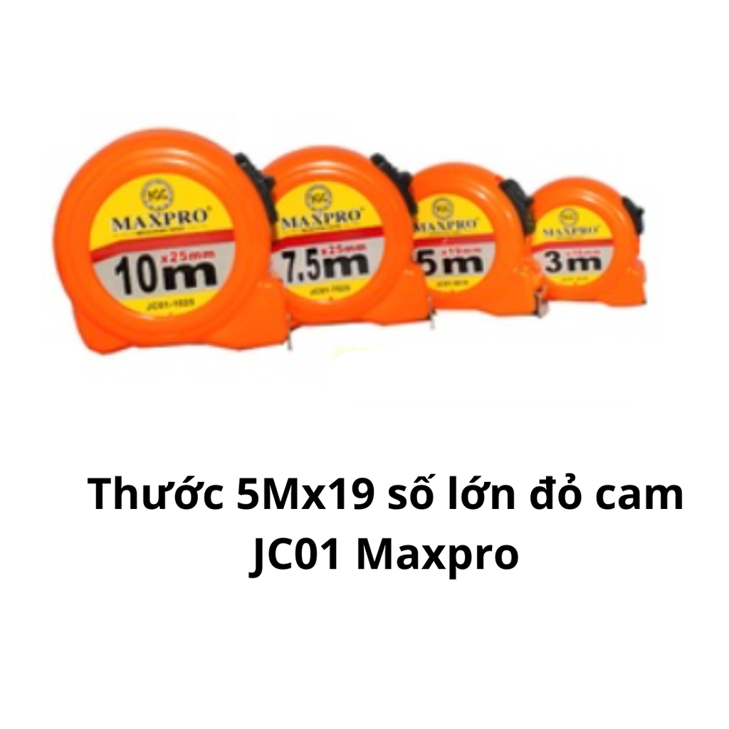 Thước 5Mx19 số lớn đỏ cam JC01 Maxpro
