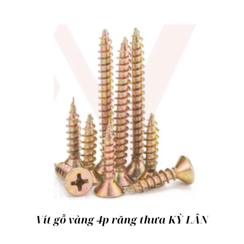 Vít gỗ vàng 4p răng thưa KỲ LÂN 