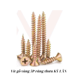 [KLVGV5RT] Vít gỗ vàng 5P răng thưa  KỲ LÂN 